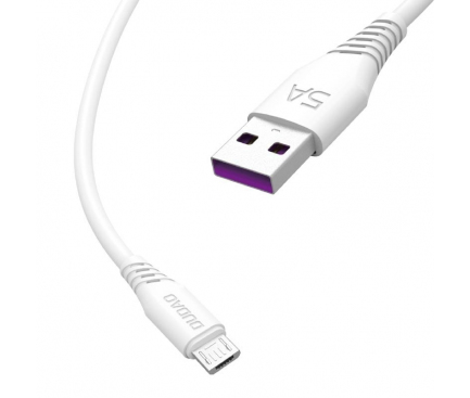 Cablu Date si Incarcare USB la MicroUSB Dudao L2M, 5A, 1 m, Alb
