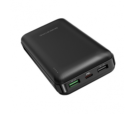 Baterie Externa Powerbank Borofone BT26A, 20000 mA, Power Delivery 18W + Quick Charge 3.0 18W, USB Type-C + 2 x USB, Neagra, Blister