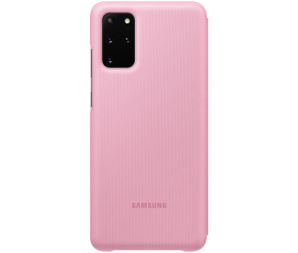 Husa Textil Samsung Galaxy S20 Plus G985 / Samsung Galaxy S20 Plus 5G G986, Led View, Roz EF-NG985PPEGEU