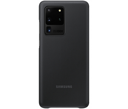 Husa TPU Samsung Galaxy S20 Ultra G988 / Samsung Galaxy S20 Ultra 5G G988, Clear View, Neagra EF-ZG988CBEGEU