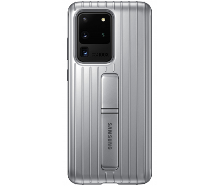 Husa Plastic Samsung Galaxy S20 Ultra G988 / Samsung Galaxy S20 Ultra 5G G988, Standing, Argintie EF-RG988CSEGEU