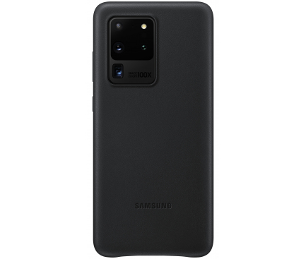 Husa Piele Samsung Galaxy S20 Ultra G988 / Samsung Galaxy S20 Ultra 5G G988, Leather Cover, Neagra EF-VG988LBEGEU
