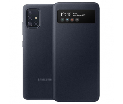 Husa Samsung Galaxy A51 A515, S View Wallet, Neagra EF-EA515PBEGEU