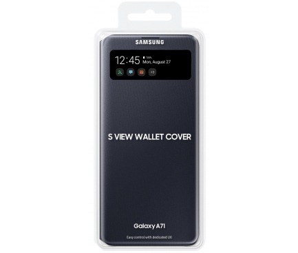 Husa Samsung Galaxy A71 A715, S View Wallet, Neagra EF-EA715PBEGEU