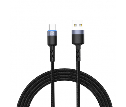 Cablu Date si Incarcare USB la USB Type-C Tellur LED, 3A, 1.2 m, Negru TLL155363