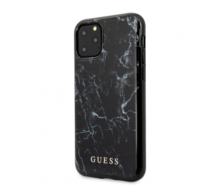 Husa Plastic - TPU Guess Marble Design pentru Apple iPhone 11 Pro Max, Neagra GUHCN65PCUMABK