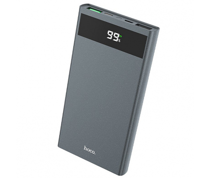 Baterie Externa Powerbank HOCO J49, 10000 mA, Power Delivery + Quick Charge 3.0, 2 x USB - 1 x USB Type-C, Afisaj Led, Gri, Blister