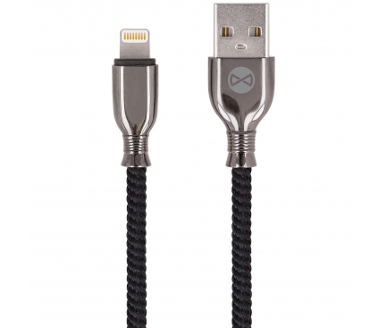 Cablu Date si Incarcare USB la Lightning Forever Core Tornado, 3A, 1 m, Negru, Blister 