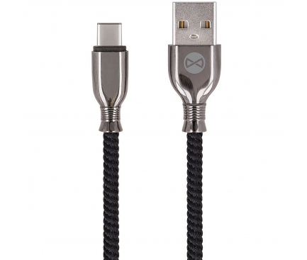 Cablu Date si Incarcare USB la USB Type-C Forever Core Tornado, 3A, 1 m, Negru