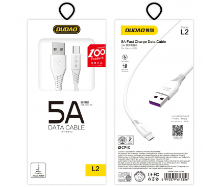Cablu Date si Incarcare USB-A - USB-C Dudao L2T, 1m, Alb