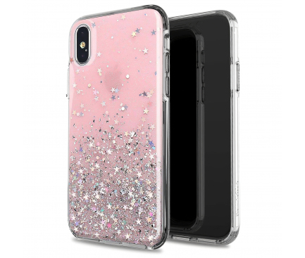 Husa TPU WZK Star Glitter Shining pentru Apple iPhone 7 / Apple iPhone 8 / Apple iPhone SE (2020), Roz