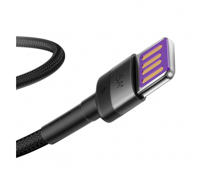 Cablu Date si Incarcare USB la USB Type-C Baseus Cafule, Quick Charge, 40W, 1 m, Gri - Negru, Blister CATKLF-PG1 