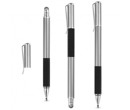 Creion Tech-Protect Pen STYLUS, 2 Varfuri, Argintiu, Blister