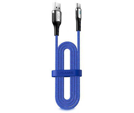 Cablu Date si Incarcare USB la USB Type-C Usams SJ320, 2 m, Albastru, Blister 