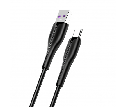 Cablu Date si Incarcare USB la USB Type-C Usams SJ376, Fast Charge, 5A, 1 m, Negru, Blister SJ376USB01 
