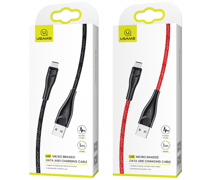 Cablu Date si Incarcare USB la MicroUSB Usams SJ399, U41, Braided, 3 m, Negru SJ399USB01
