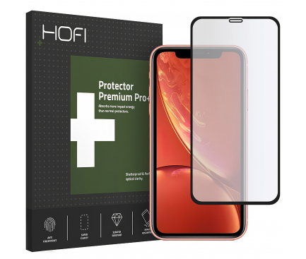 Folie Protectie Ecran HOFI pentru Apple iPhone 11, Plastic, Hybrid 0.2mm, Neagra, Blister 