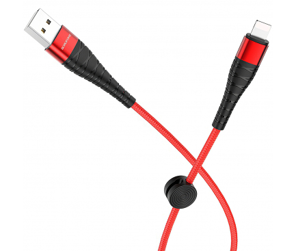 Cablu Date si Incarcare USB la Lightning Borofone BX32 Munificent, 0.25 m, Rosu, Blister 