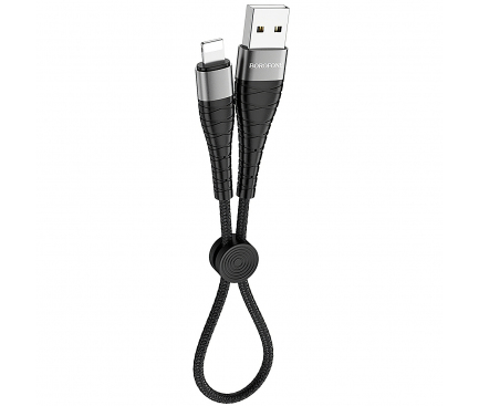 Cablu Date si Incarcare USB la Lightning Borofone BX32 Munificent, 0.25 m, Negru, Blister 