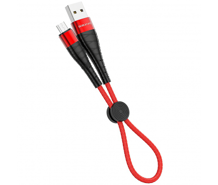 Cablu Date si Incarcare USB la MicroUSB Borofone BX32 Munificent, 0.25 m, Rosu, Blister 