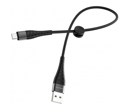 Cablu Date si Incarcare USB la MicroUSB Borofone BX32 Munificent, 0.25 m, Negru, Blister 