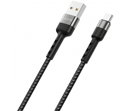 Cablu Date si Incarcare USB la MicroUSB Borofone BX34 Advantage, 1 m, Negru, Blister 