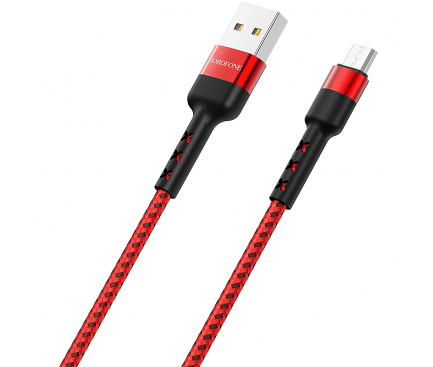Cablu Date si Incarcare USB la MicroUSB Borofone BX34 Advantage, 1 m, Rosu, Blister 