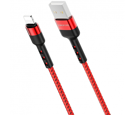 Cablu Date si Incarcare USB la Lightning Borofone BX34 Advantage, 1 m, Rosu, Blister 