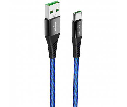 Cablu Date si Incarcare USB la USB Type-C Borofone BU13 Craft, 5A, 1.2 m, Negru, Blister 
