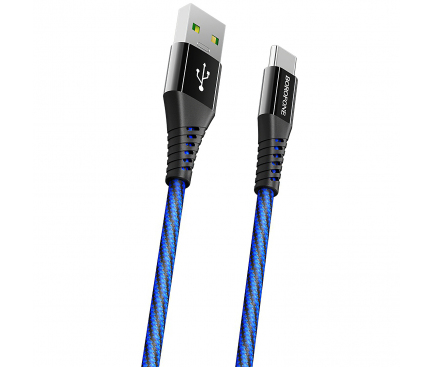 Cablu Date si Incarcare USB la USB Type-C Borofone BU13 Craft, 5A, 1.2 m, Negru, Blister 