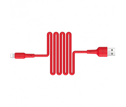 Cablu Date si Incarcare USB la Lightning Borofone BX30 Silicone, 1 m, Rosu, Blister 