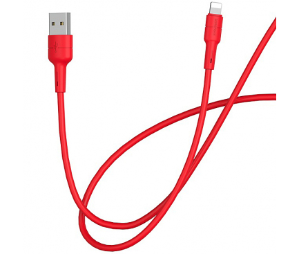 Cablu Date si Incarcare USB la Lightning Borofone BX30 Silicone, 1 m, Rosu, Blister 
