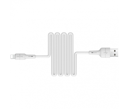 Cablu Date si Incarcare USB la Lightning Borofone BX30 Silicone, 1 m, Alb, Blister 