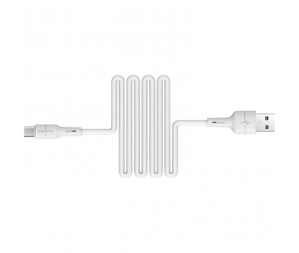 Cablu Date si Incarcare USB la MicroUSB Borofone BX30 Silicone, 1 m, Alb, Blister 
