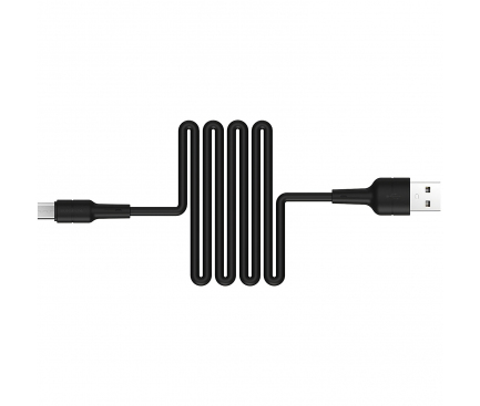 Cablu Date si Incarcare USB la MicroUSB Borofone BX30 Silicone, 1 m, Negru, Blister 