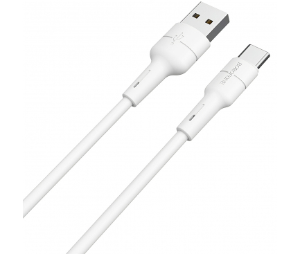 Cablu Date si Incarcare USB la USB Type-C Borofone BX30 Silicone, 1 m, Alb, Blister 