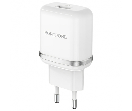 Incarcator Retea cu cablu MicroUSB Borofone BA36A, QC3.0, 18W, 1 X USB, Alb, Blister 