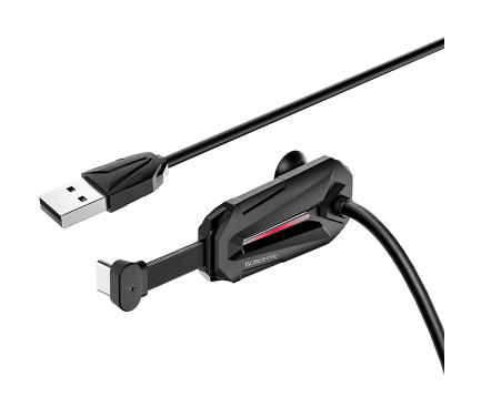 Cablu Date si Incarcare USB la USB Type-C Borofone BU9 Unreal gaming, 2A, 1.2 m, Negru, Blister 