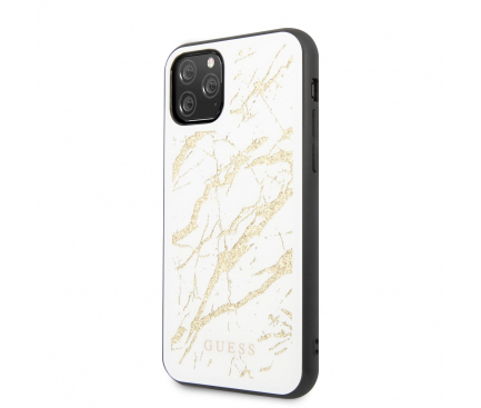 Husa Plastic - TPU Guess pentru Apple iPhone 11 Pro Max, Marble Glass, Alba GUHCN65MGGWH
