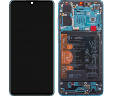 Display cu Touchscreen Huawei P30, cu Rama si Acumulator, Albastru (Aurora Blue), Service Pack 02352NLN