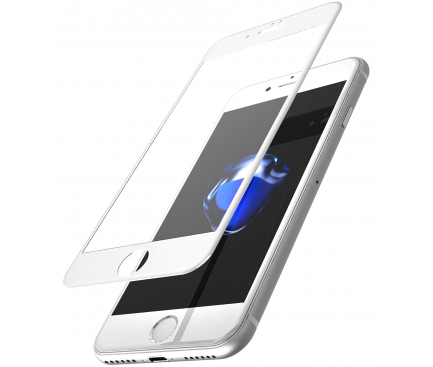 Folie Protectie Ecran OEM pentru Apple iPhone 7 / Apple iPhone 8 / Apple iPhone SE (2020), Sticla securizata, Full Face, Full Glue, SMART, Alba, Blister 