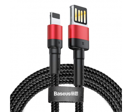 Cablu Date si Incarcare USB la Lightning Baseus 1.5A, 2 m, Negru - Rosu CALKLF-H91