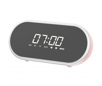 Mini Boxa Bluetooth Baseus Encok E09 Stylish, cu Alarma ceas si Lampa LED, Roz Blister Original NGE09-04