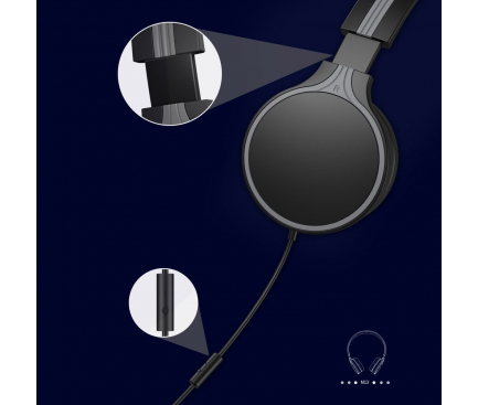 Handsfree Casti Over-Ear WK-Design M3, Cu microfon, 3.5 mm, Negru