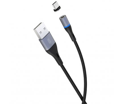 Cablu Date si Incarcare USB la USB Type-C XO Design NB125 Magnetic, 2A, 1 m, Negru
