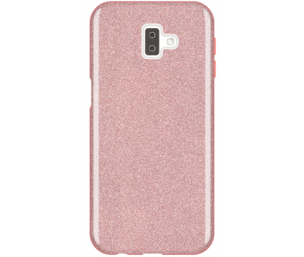 Husa TPU WZK Glitter Shine pentru Samsung J6 Plus (2018) J610, Roz Deschis, Blister 