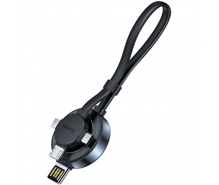Cablu Incarcare USB - Lightning / USB Type-C / MicroUSB Baseus Star Ring 4in1 + incarcator QI pentru Apple Watch, 0.18 m, Gri, Blister CA1T4-J0G 
