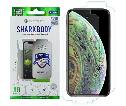 Folie Protectie Fata si Spate OEM pentru Apple iPhone X / Apple iPhone XS, Plastic, Full Cover, Full Glue, Shark antibacterial, Blister 
