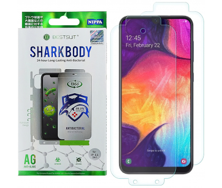 Folie Protectie Fata si Spate OEM pentru Samsung Galaxy A50 A505, Plastic, Full Cover, Full Glue, Shark antibacterial