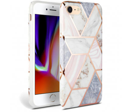 Husa TPU Tech-Protect Marble pentru Apple iPhone 7 / Apple iPhone 8 / Apple iPhone SE (2020), Roz, Blister 